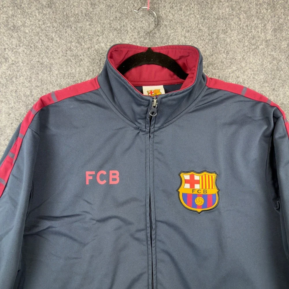 FC Barcelona Track Jacket Mens Large Navy Blue Full Zip Barca Soccer SC3-1006B20